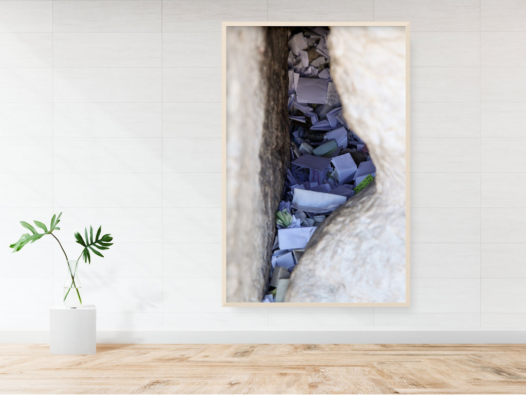 Jerusalem Kotel Western Wall Stone Gap — Prayer Paper Notes Between Stones