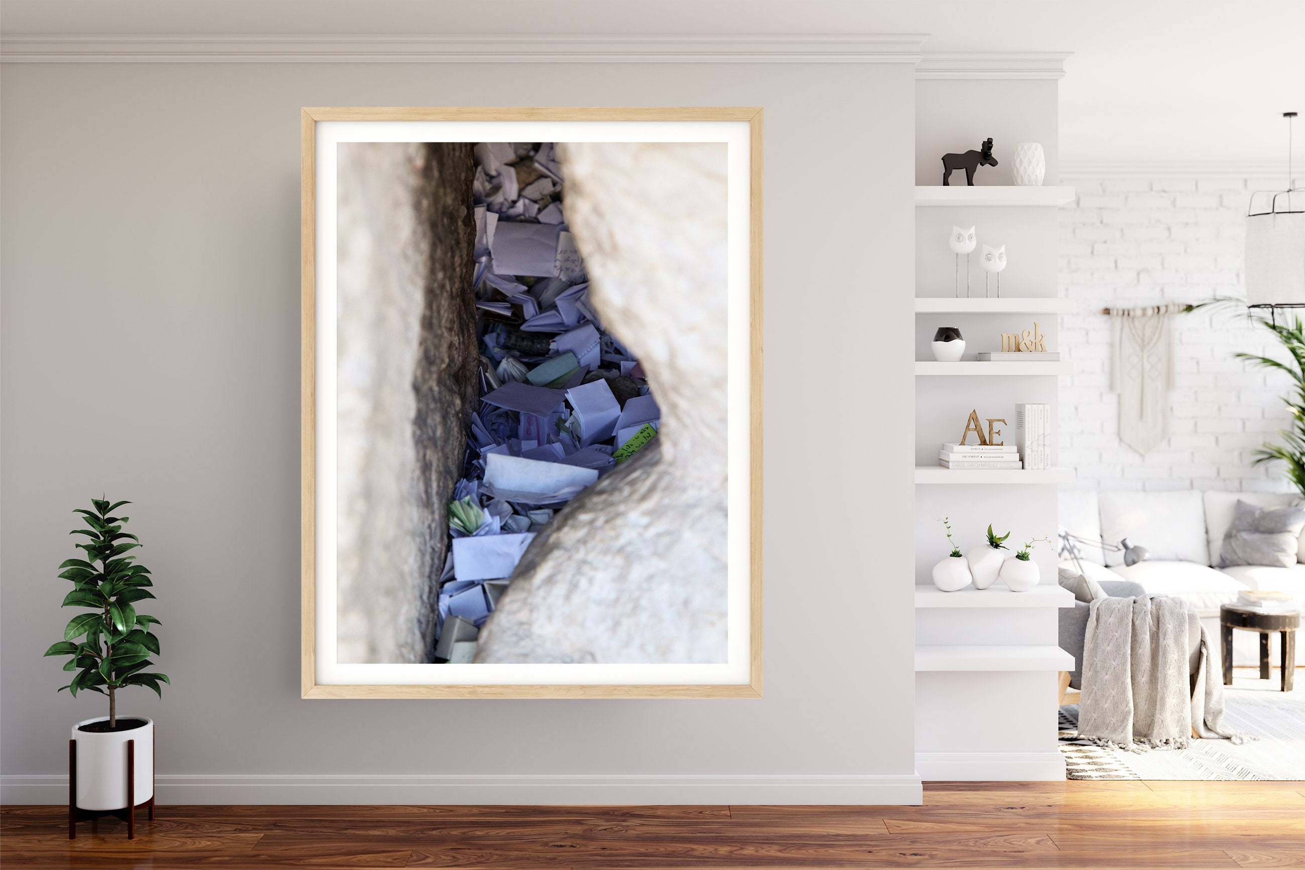 Jerusalem Kotel Western Wall Stone Gap — Prayer Paper Notes Between Stones