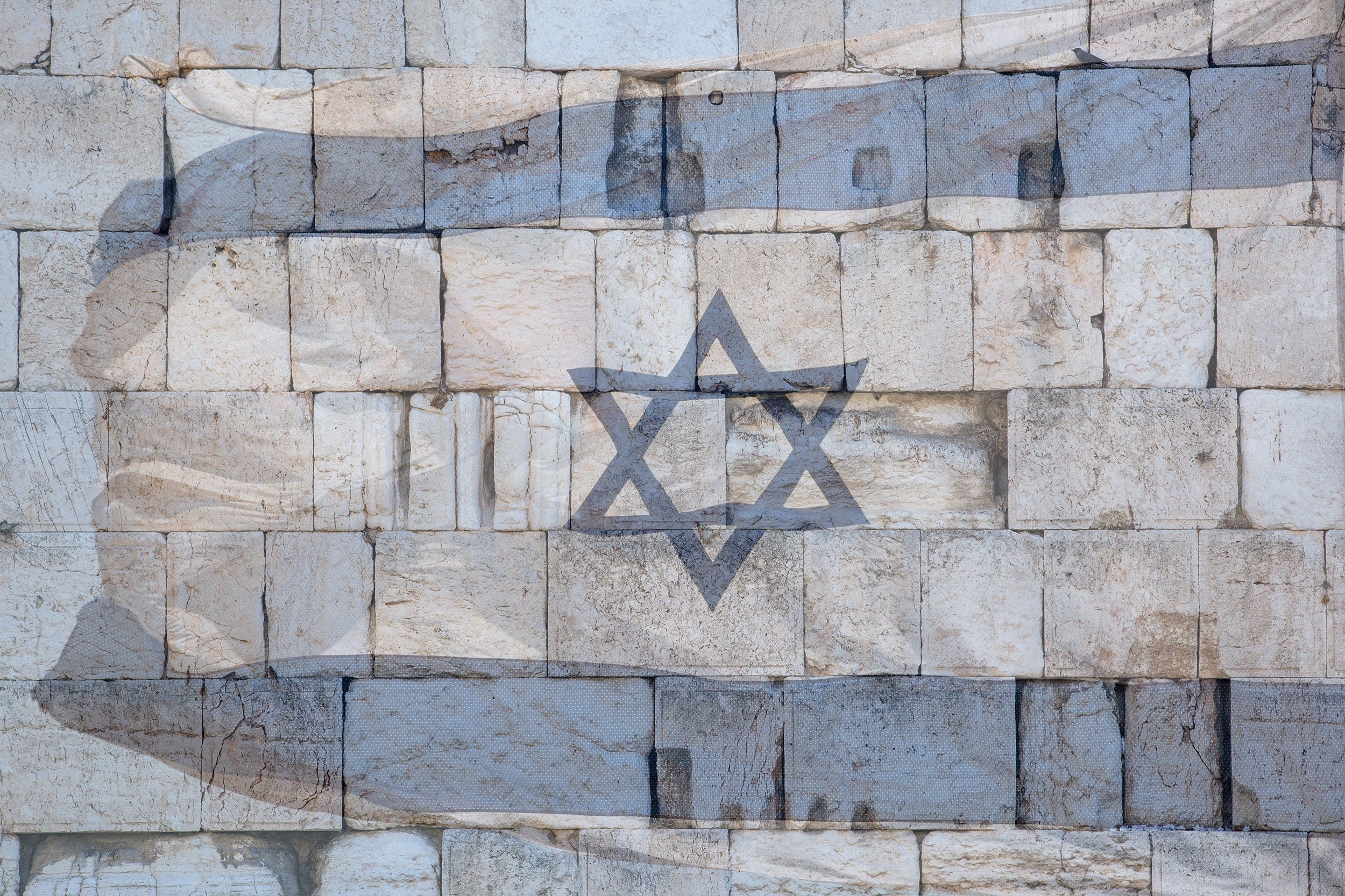 Kotel Western Wall and Holy Land Israeli Blue & White Flag