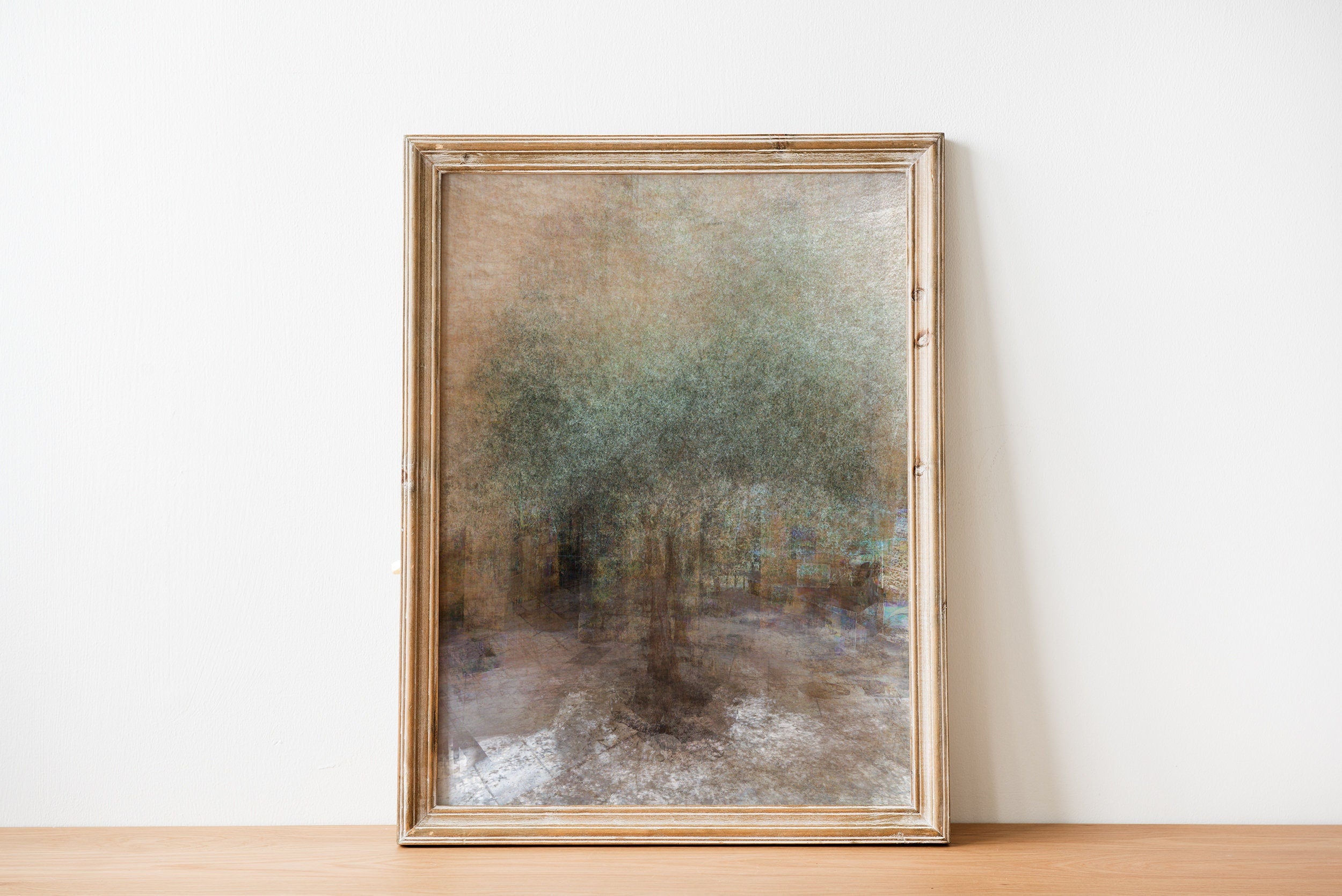 Green Olive Tree Impressionist Painting — Jerusalem Old City — National Tree of Israel — The Promised Holy Land — 7 Species