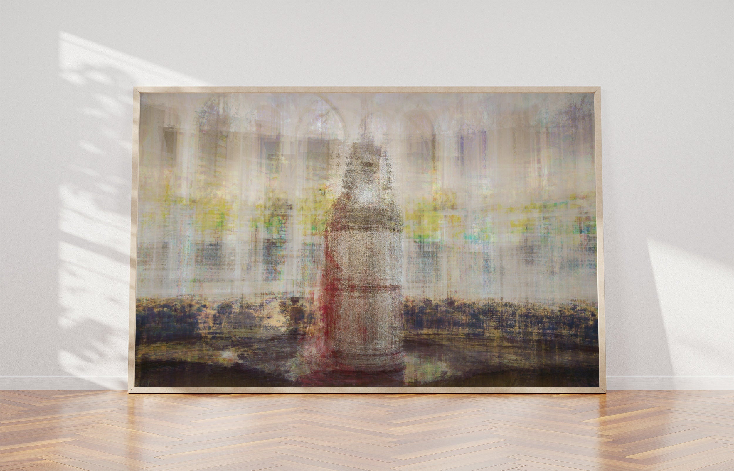 Torah Scroll Painting — Jewish Silver Old Bible Scroll at Jerusalem in a Synagogue with Arches