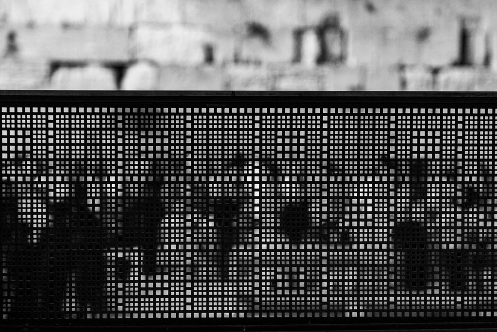 Abstract Black and White Jewish Kotel — Blurry Prayers at the Western Wall by night, Kosel Selichot — Jerusalem Wailing Wall Stones