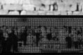 Abstract Black and White Jewish Kotel — Blurry Prayers at the Western Wall by night, Kosel Selichot — Jerusalem Wailing Wall Stones