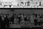 Abstract Black and White Jewish Kotel — Blurry Prayers at the Western Wall by night, Kosel Selichot — Jerusalem Wailing Wall Stones