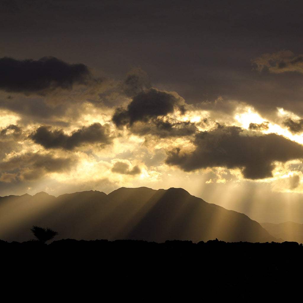 Dramatic Sky and Israeli Holy Land Desert Mountains Sunrise Landscape