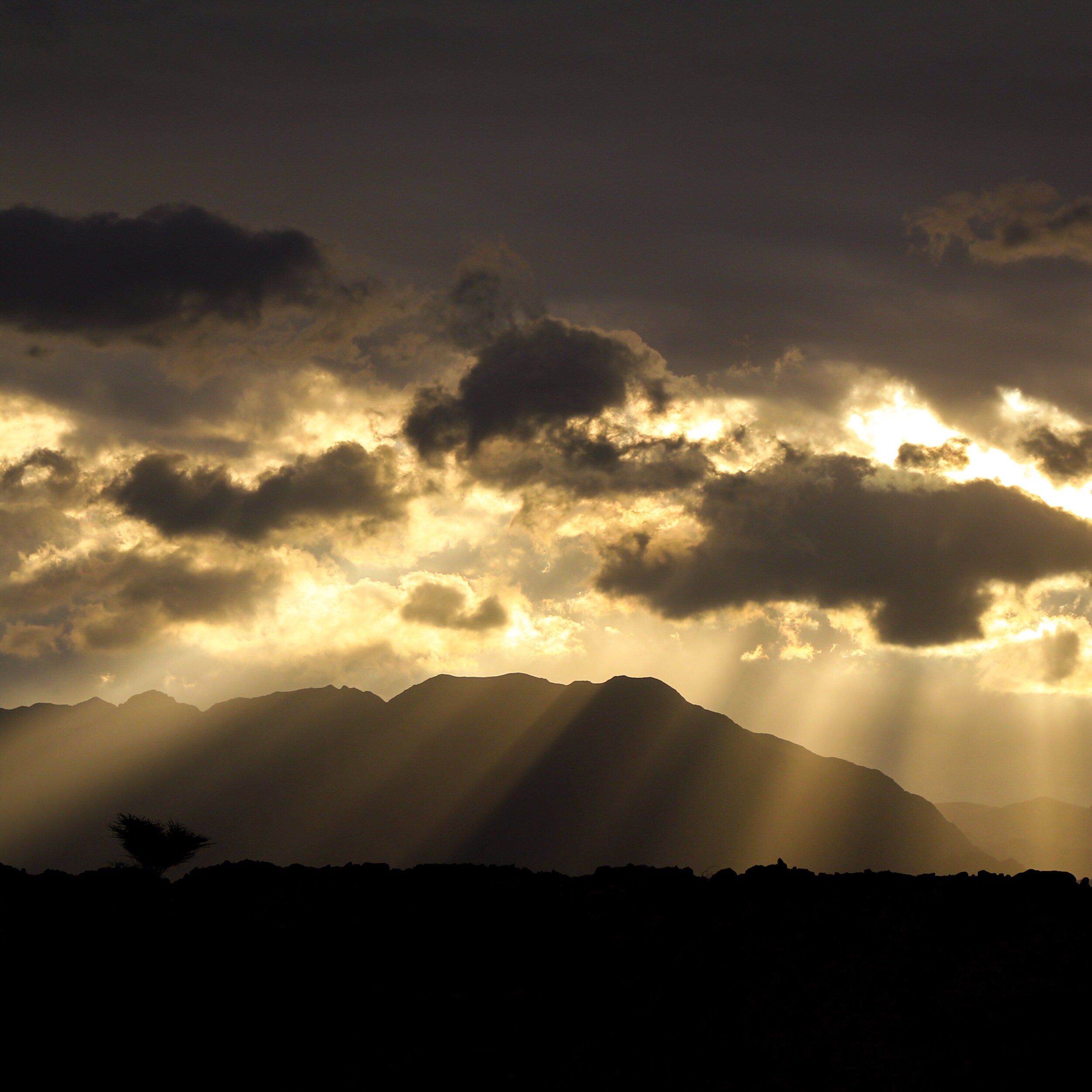 Dramatic Sky and Israeli Holy Land Desert Mountains Sunrise Landscape