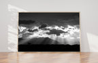 Black & White Holy Land Sky and Israeli Desert Mountains Sunrise Landscape Scenery — Sun Rays and Clouds