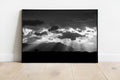Black & White Holy Land Sky and Israeli Desert Mountains Sunrise Landscape Scenery — Sun Rays and Clouds