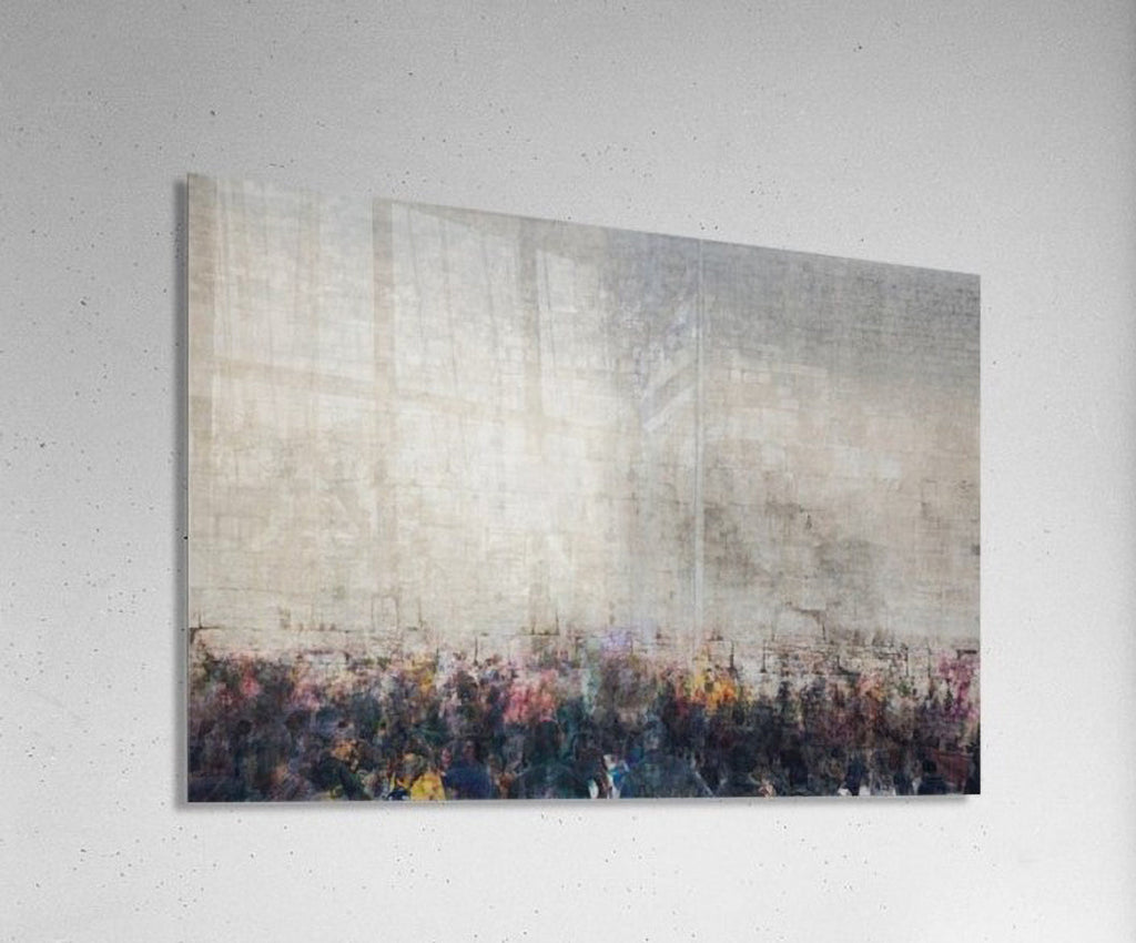 Kotel Western Wall Impressionist Painting Print with Israeli Flag at Jerusalem