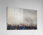 Jerusalem Kotel Western Wall Abstract Painting — Jewish Men Praying at the Kosel with Blue & White Israeli Flag