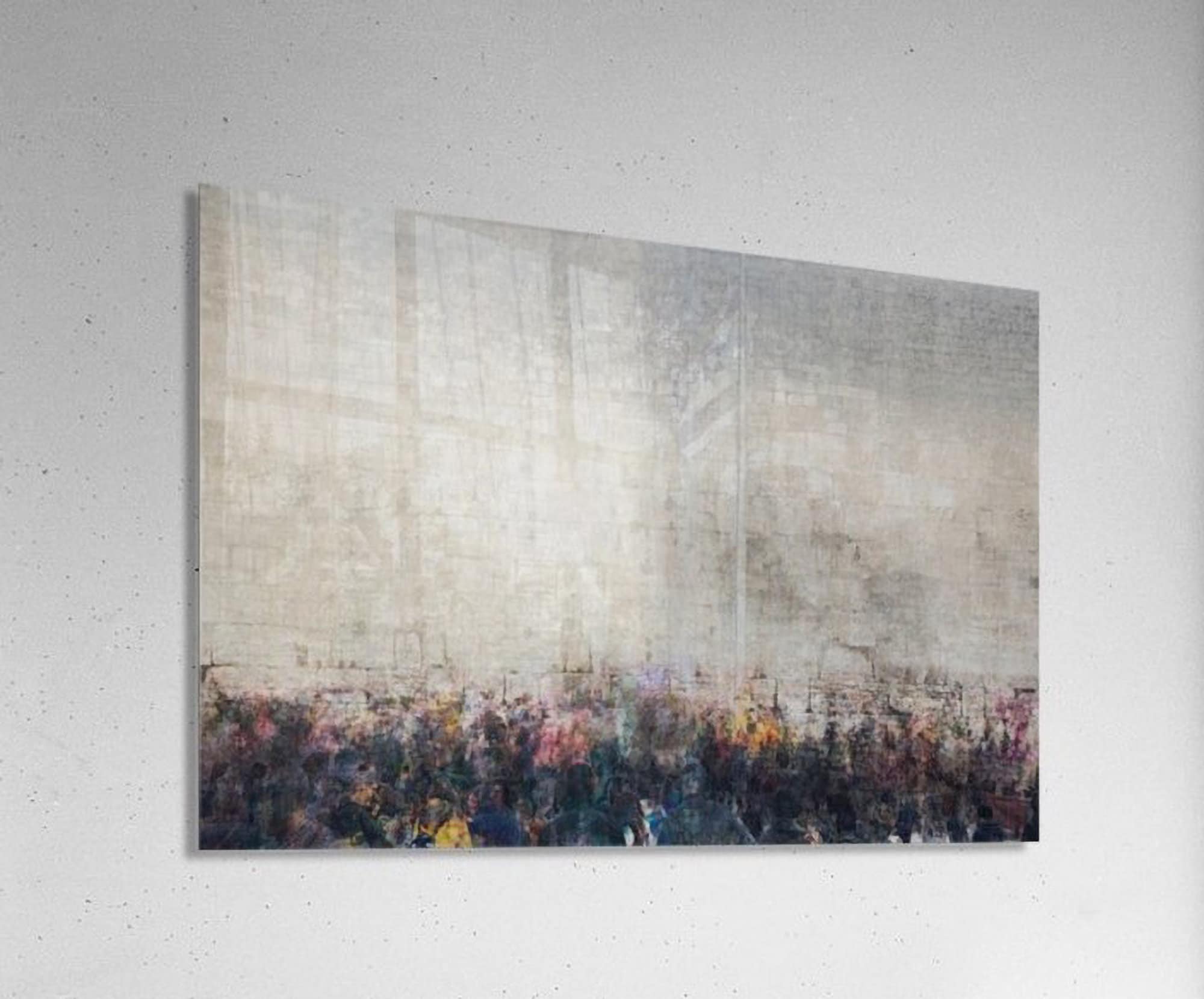 Jerusalem Kotel Western Wall Abstract Painting — Jewish Men Praying at the Kosel with Blue & White Israeli Flag