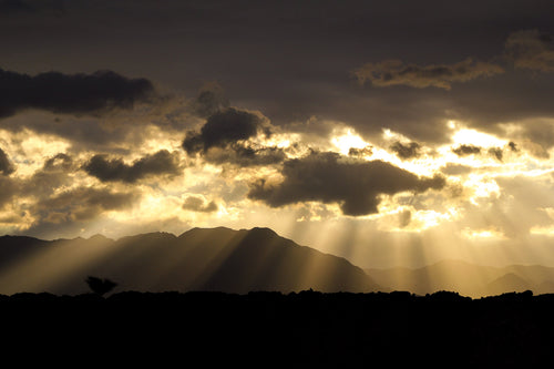 Dramatic Sky and Israeli Holy Land Desert Mountains Sunrise Landscape