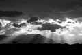 Black & White Holy Land Sky and Israeli Desert Mountains Sunrise Landscape Scenery — Sun Rays and Clouds