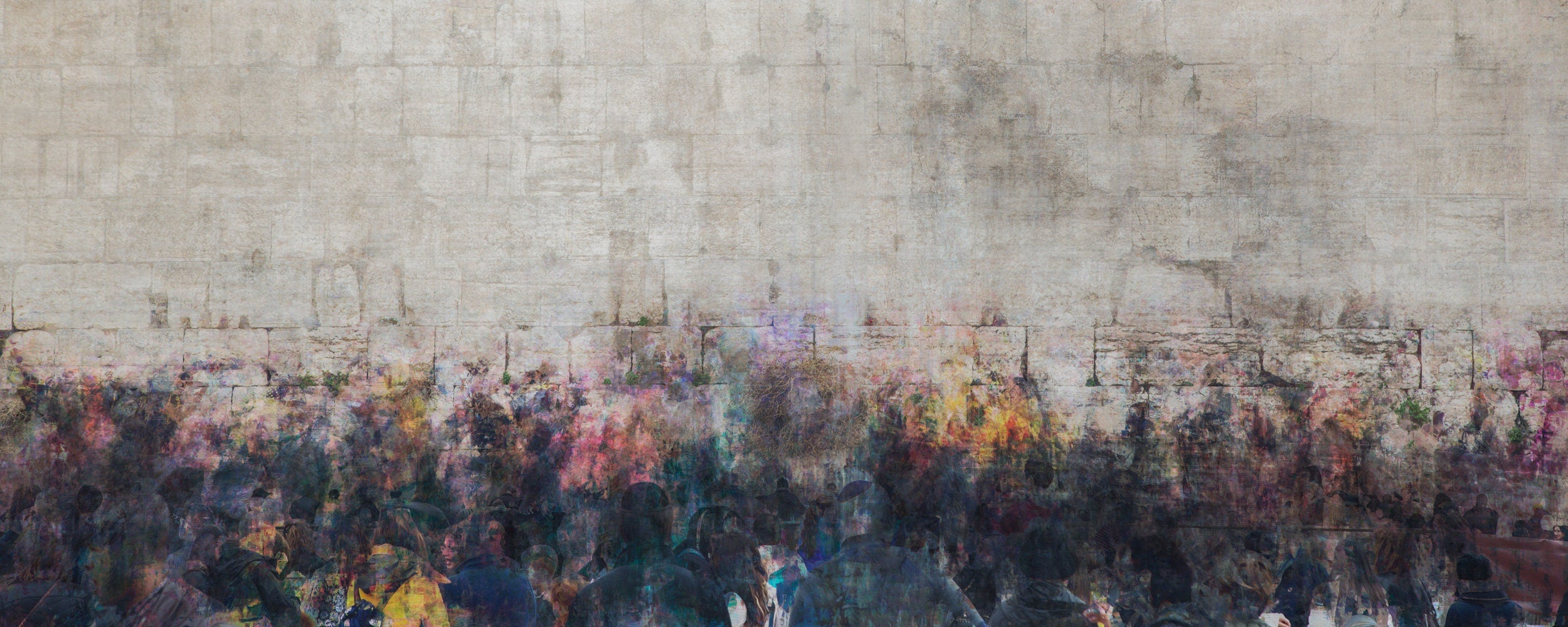 Panoramic Kotel Wall Art Painting Print - Jewish Prayers at the Western Wall - Kosel