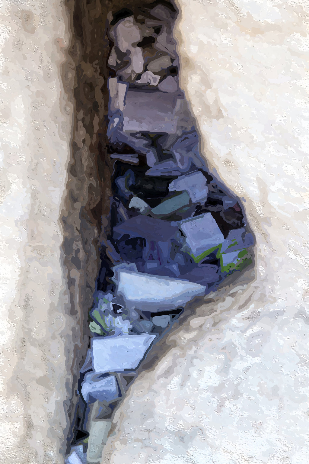 Jerusalem Kotel Western Wall Painting Print: Prayer Paper Notes in a Stone Gap