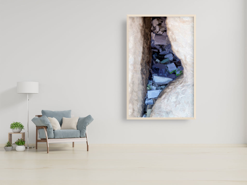 Jerusalem Kotel Western Wall Painting Print: Prayer Paper Notes in a Stone Gap