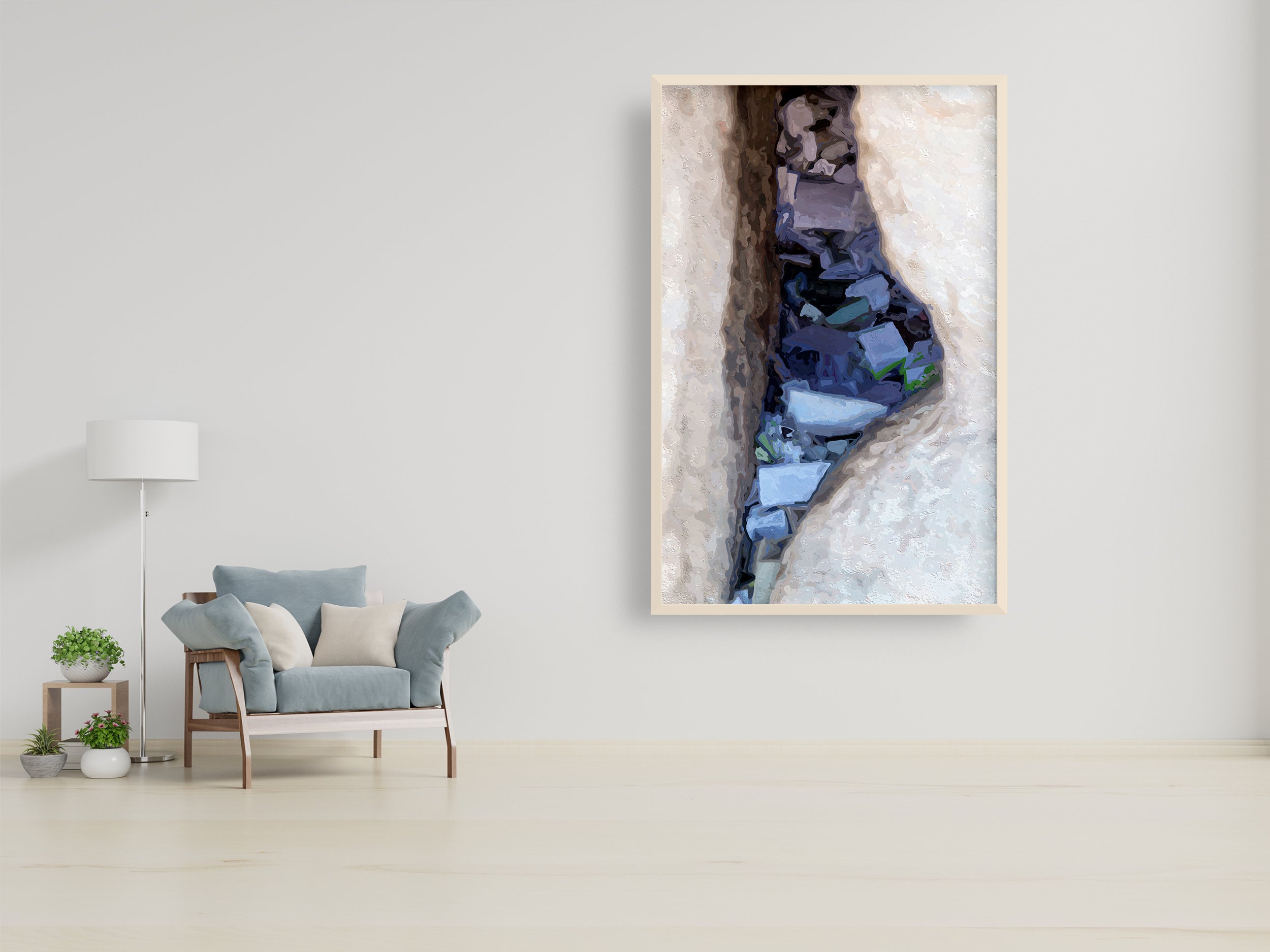 Jerusalem Kotel Western Wall Painting Print: Prayer Paper Notes in a Stone Gap