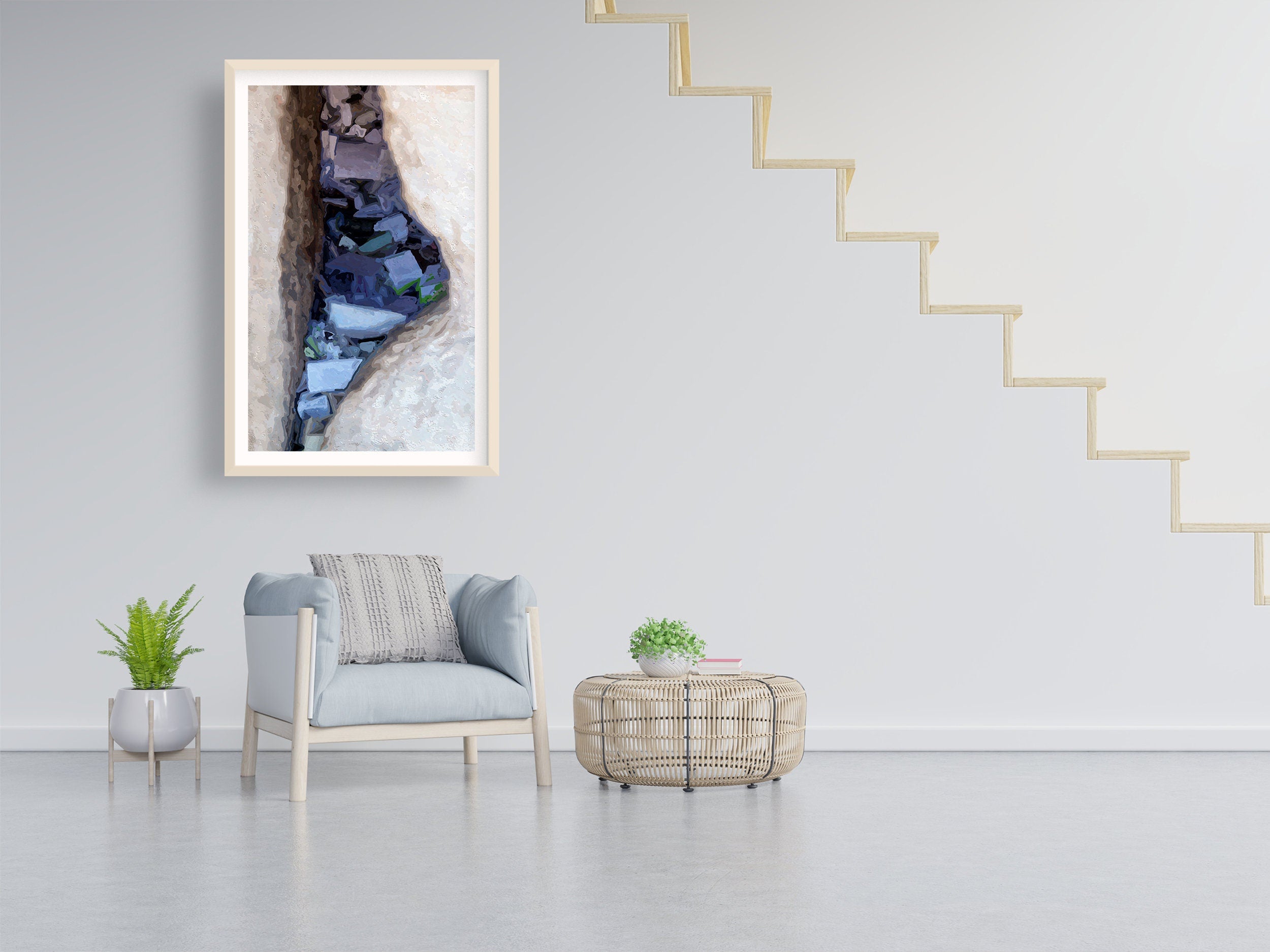 Jerusalem Kotel Western Wall Painting Print: Prayer Paper Notes in a Stone Gap