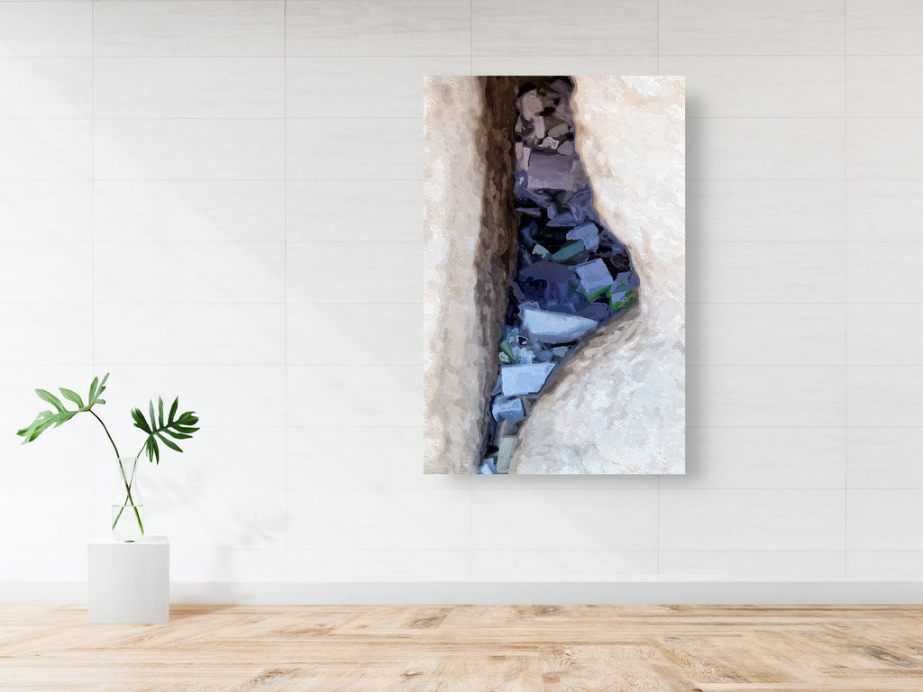 Jerusalem Kotel Western Wall Painting Print: Prayer Paper Notes in a Stone Gap