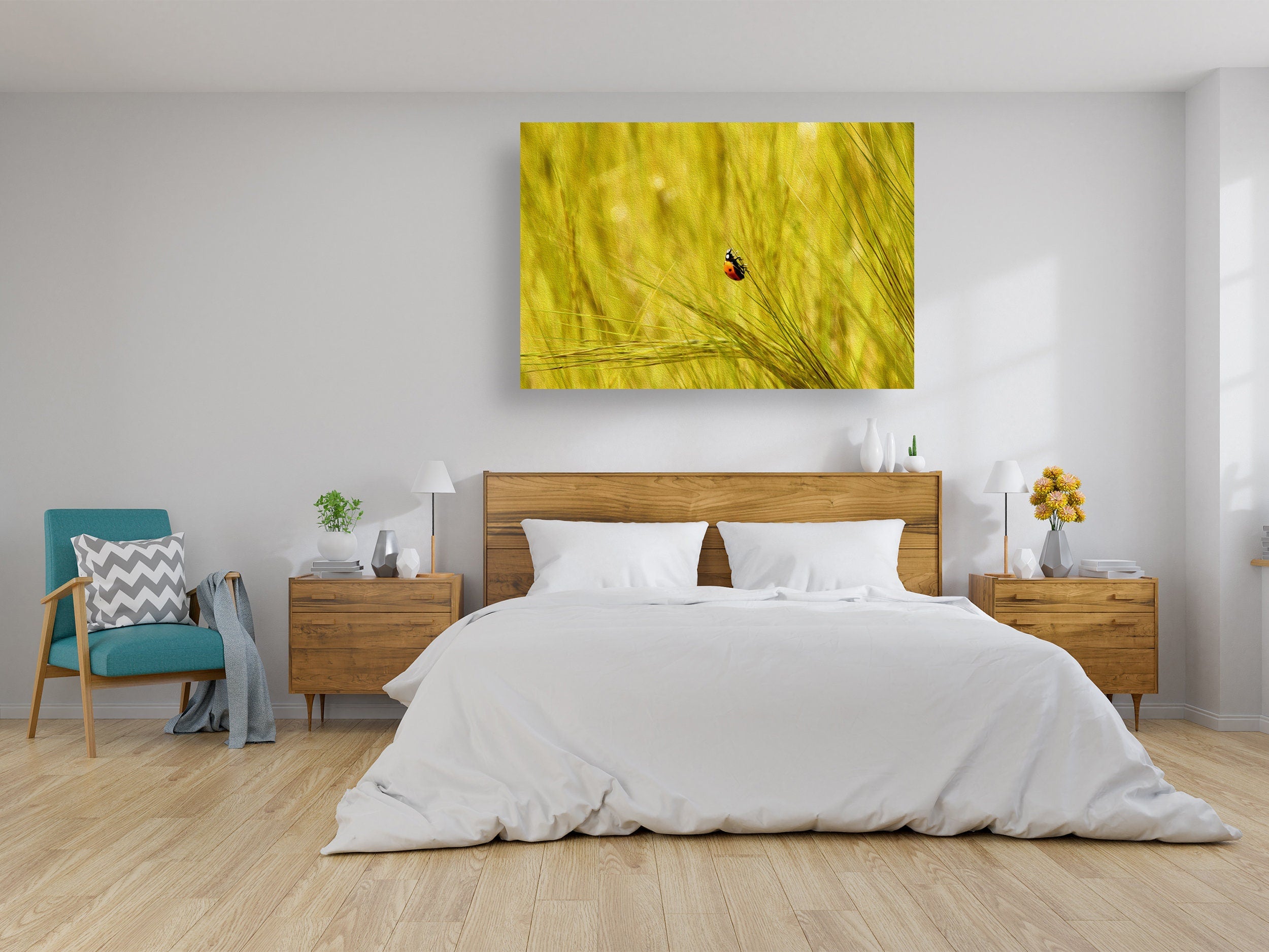 Ladybug in a Yellow Wild Field Israeli Painting