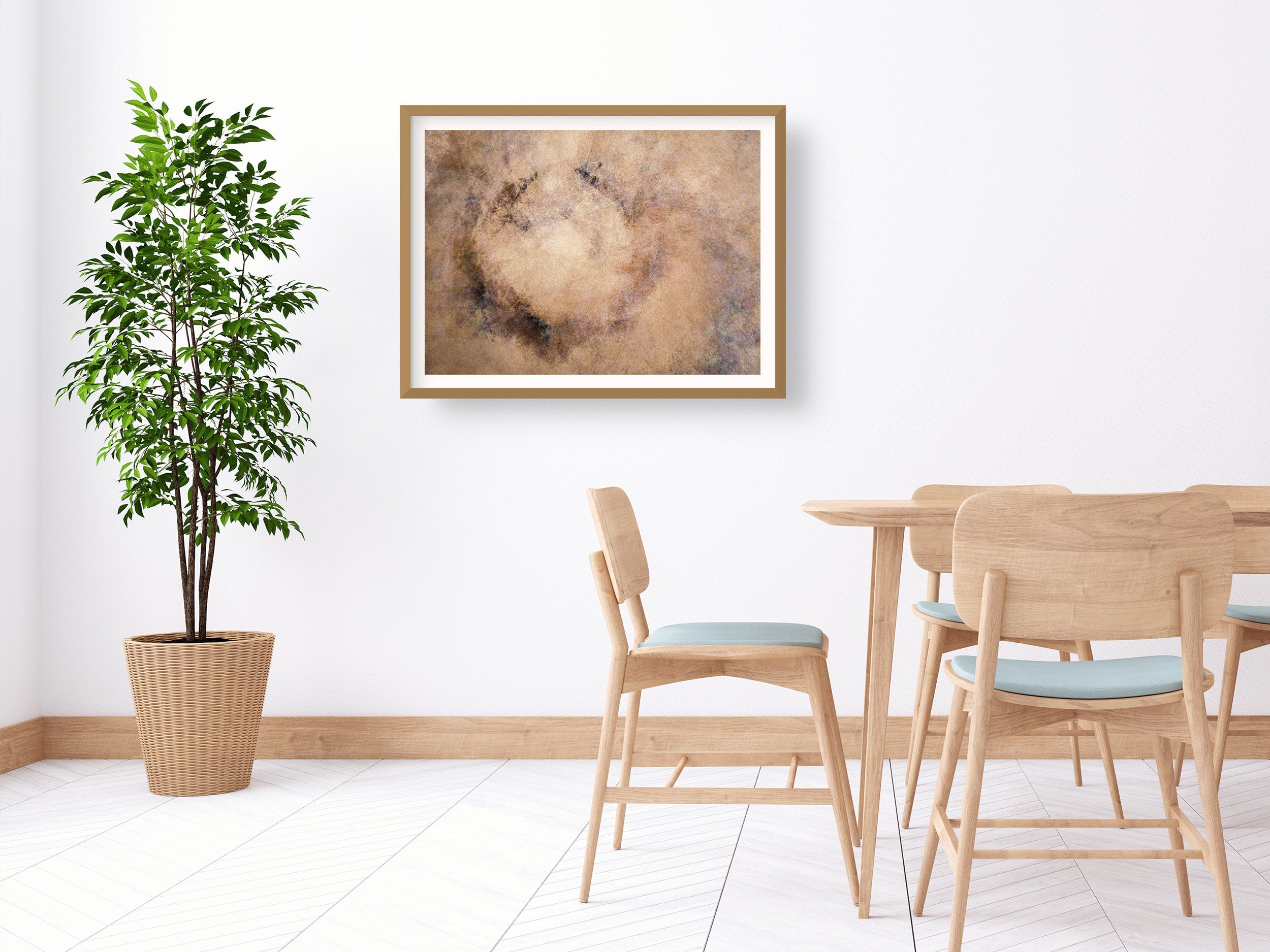 Wood Brown Beige Abstract Jewish Impressionist Painting — Holy Land Artwork