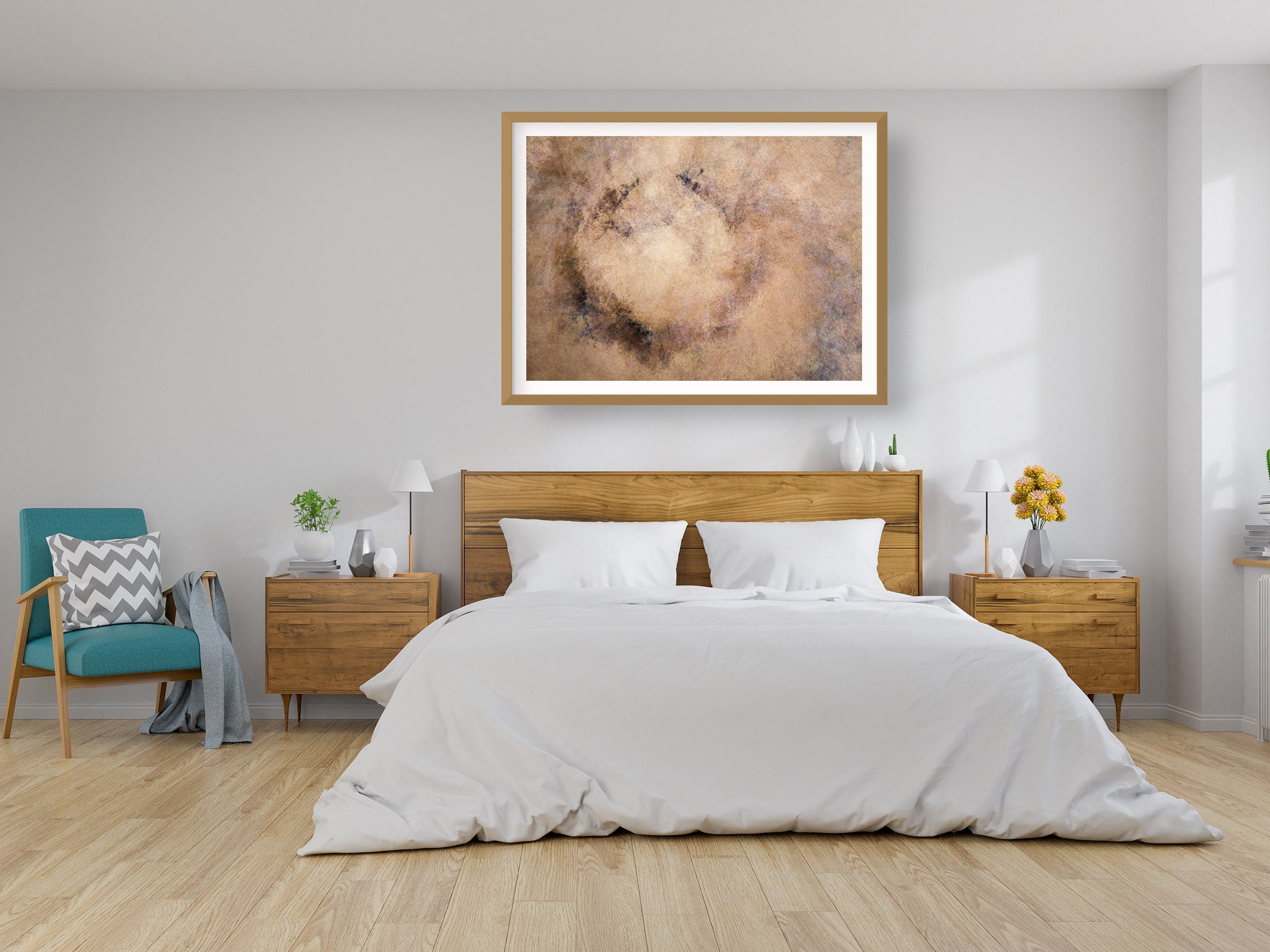 Wood Brown Beige Abstract Jewish Impressionist Painting — Holy Land Artwork