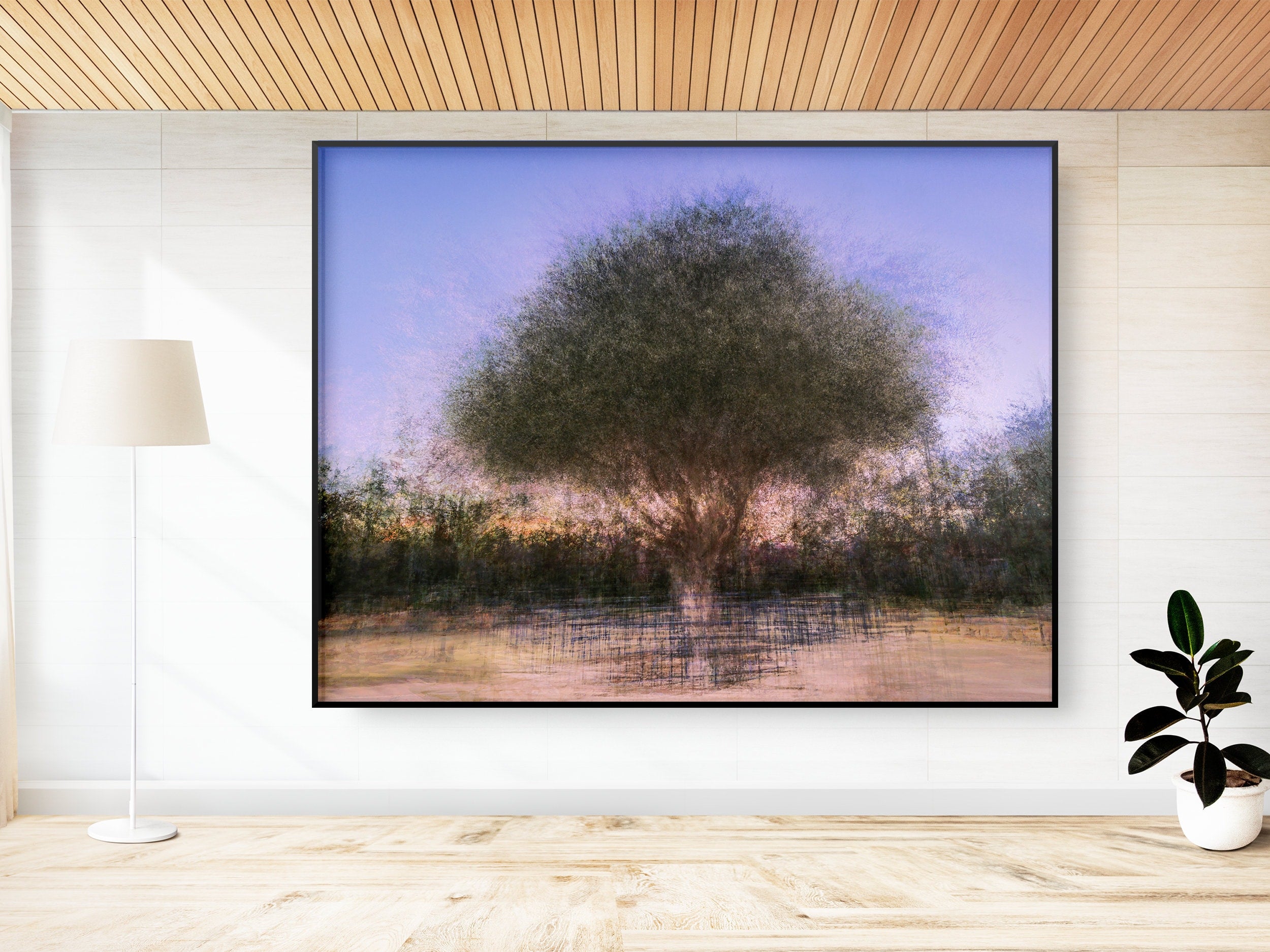 Israeli Olive Tree at Sunset Impressionist Painting
