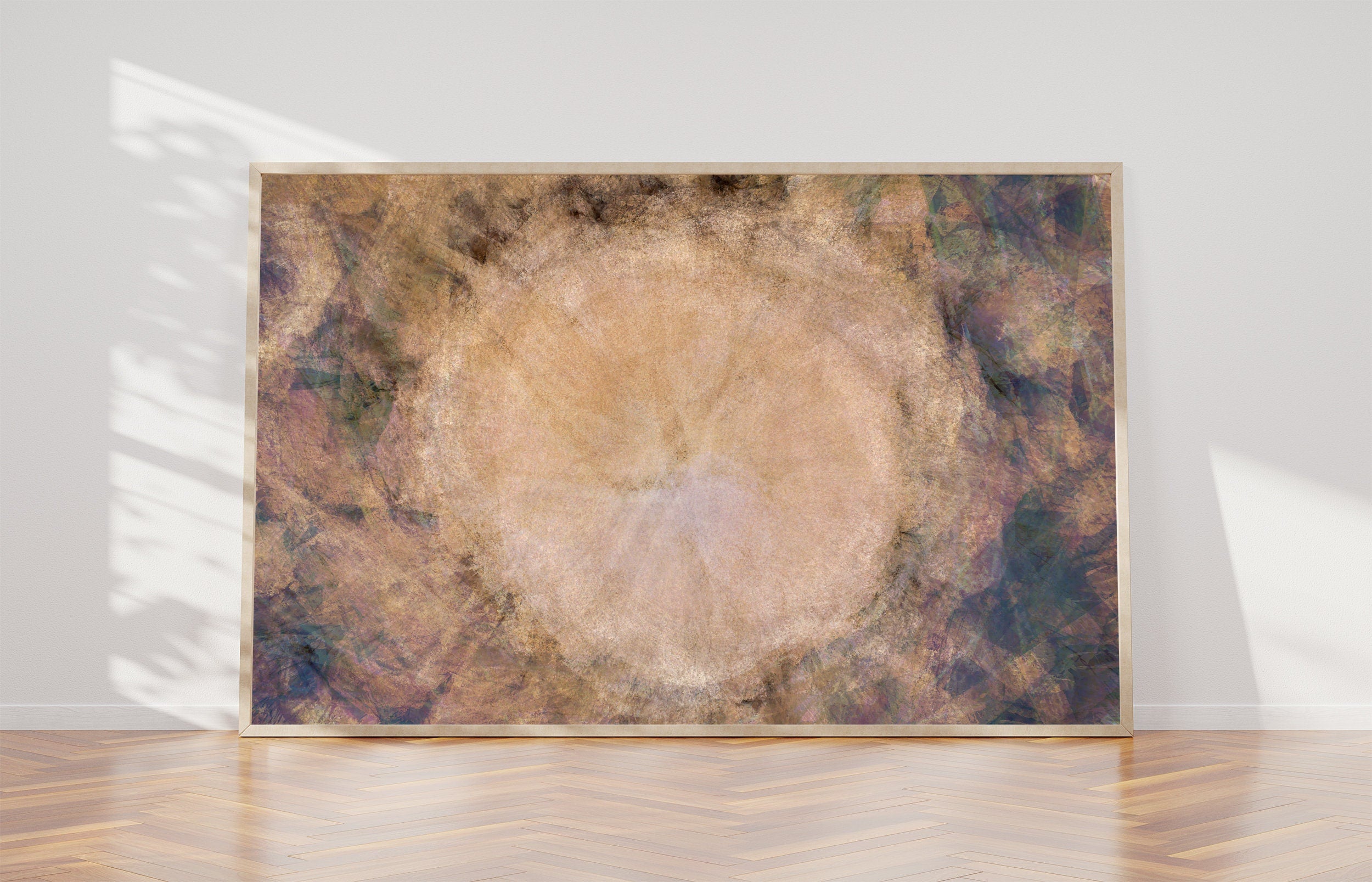 Brown Beige Abstract Tree Trunk Wood Painting