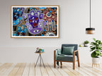 Purple Blue Red Hamsa Hands Vintage Photography with Hai and Pomegranate