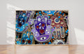 Purple Blue Red Hamsa Hands Vintage Photography with Hai and Pomegranate