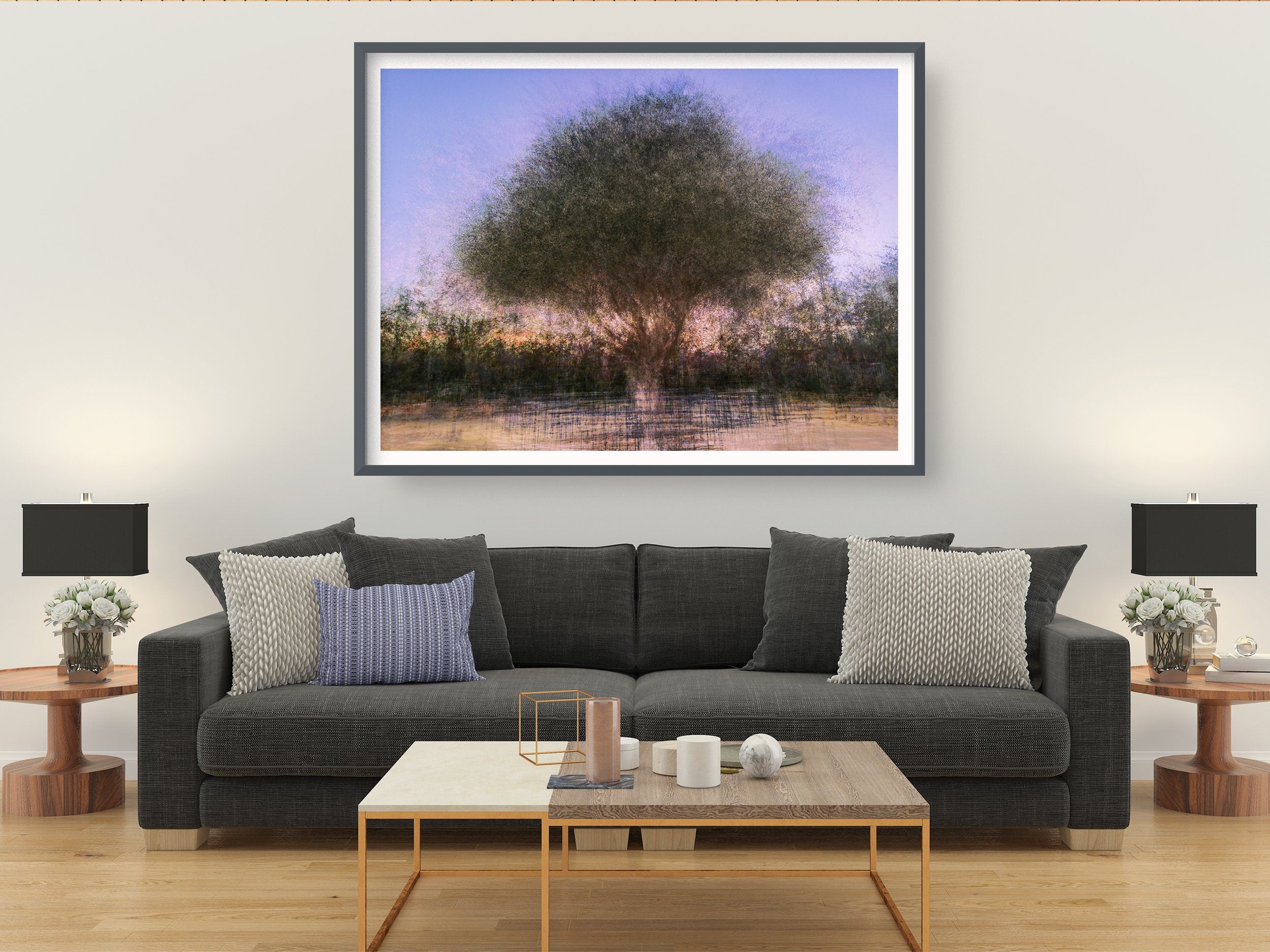 Israeli Olive Tree at Sunset Impressionist Painting
