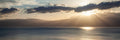 Panoramic Israeli Dead Sea Sunrise Seascape with Mountains