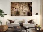 Jerusalem Gold Kotel Wall Art by Night — Vegetation on the Western Wall with Wet Stones