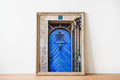 Jerusalem Wooden Blue Door with Jewish Magen David Window