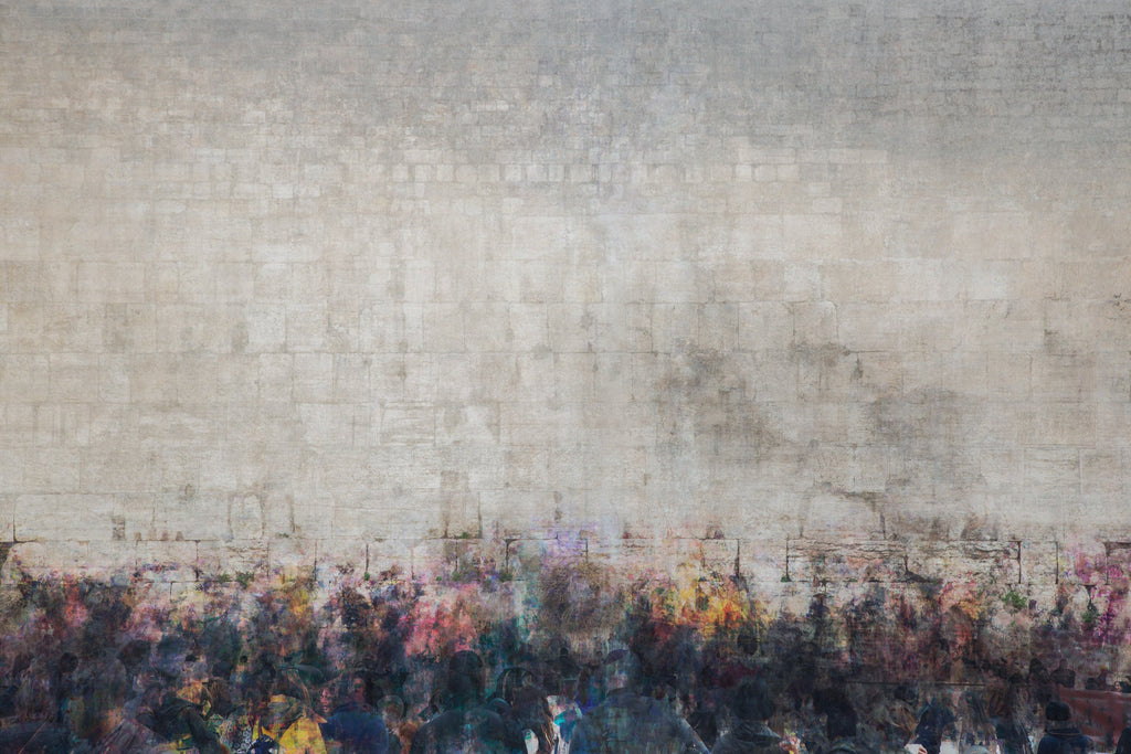 Jewish Kotel Wall Art Painting — Crowd of People Praying at the Western Wall (Kosel)