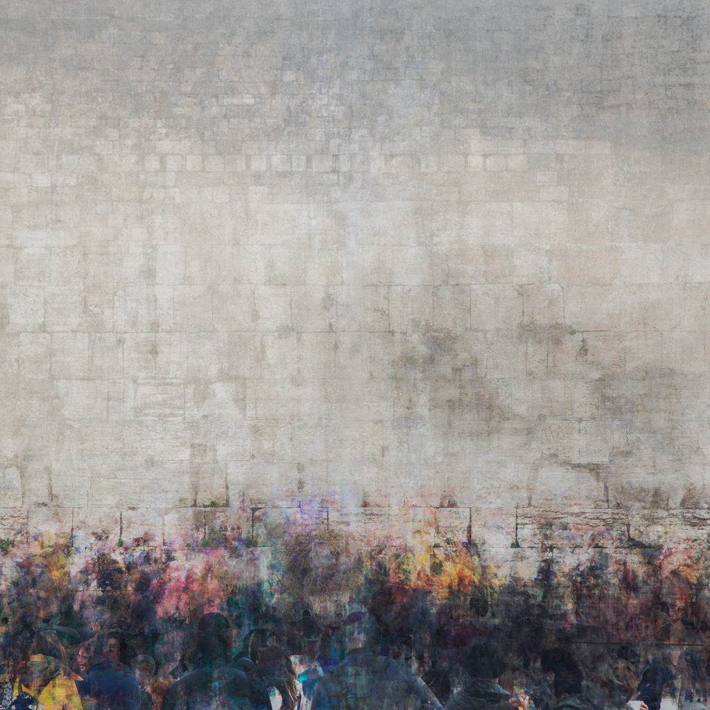 Jewish Kotel Wall Art Painting — Crowd of People Praying at the Western Wall (Kosel)