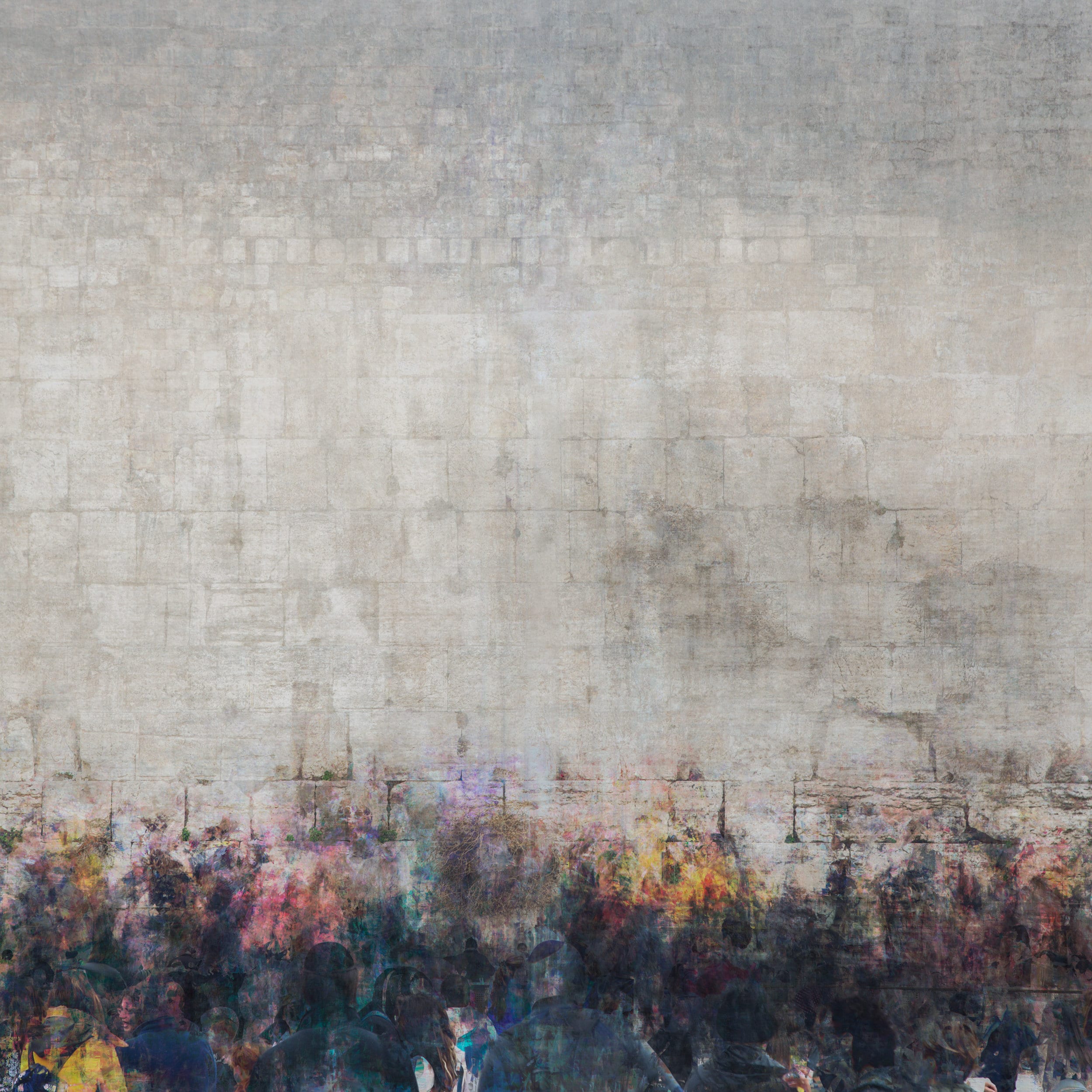 Jewish Kotel Wall Art Painting — Crowd of People Praying at the Western Wall (Kosel)