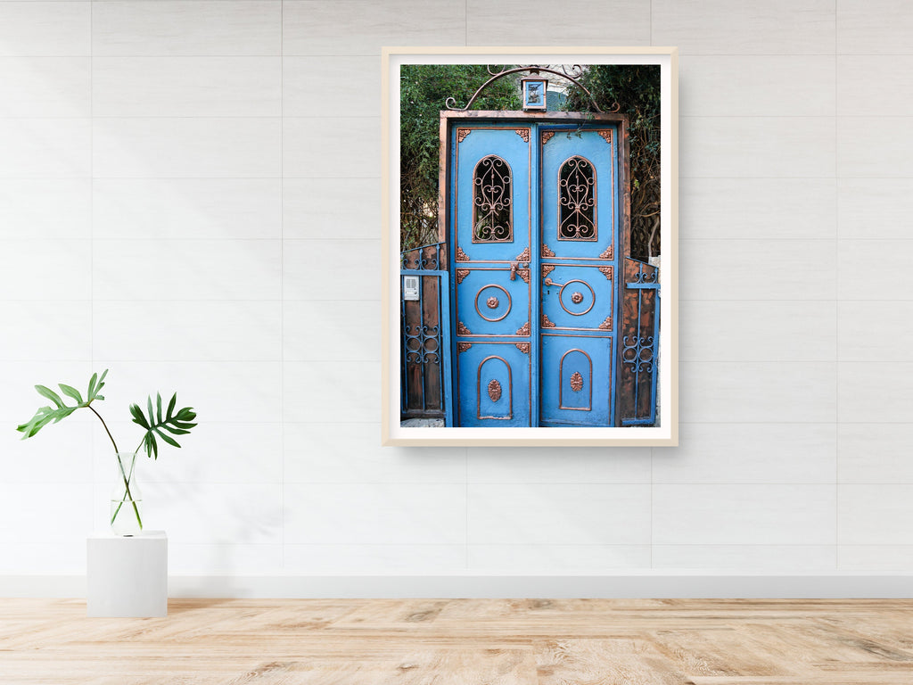 Israeli Jerusalem Blue and Gold Vintage Door Photography