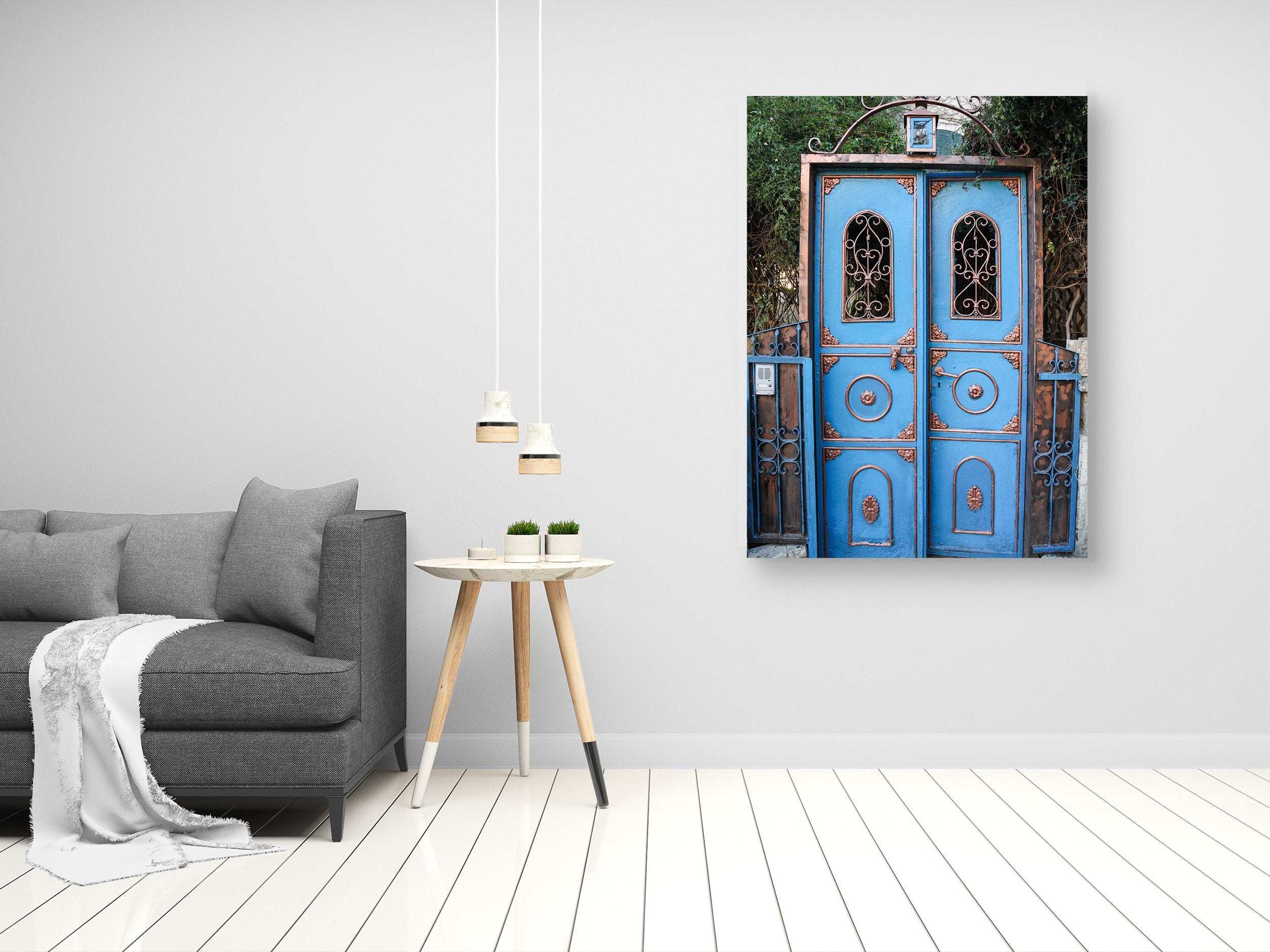 Israeli Jerusalem Blue and Gold Vintage Door Photography