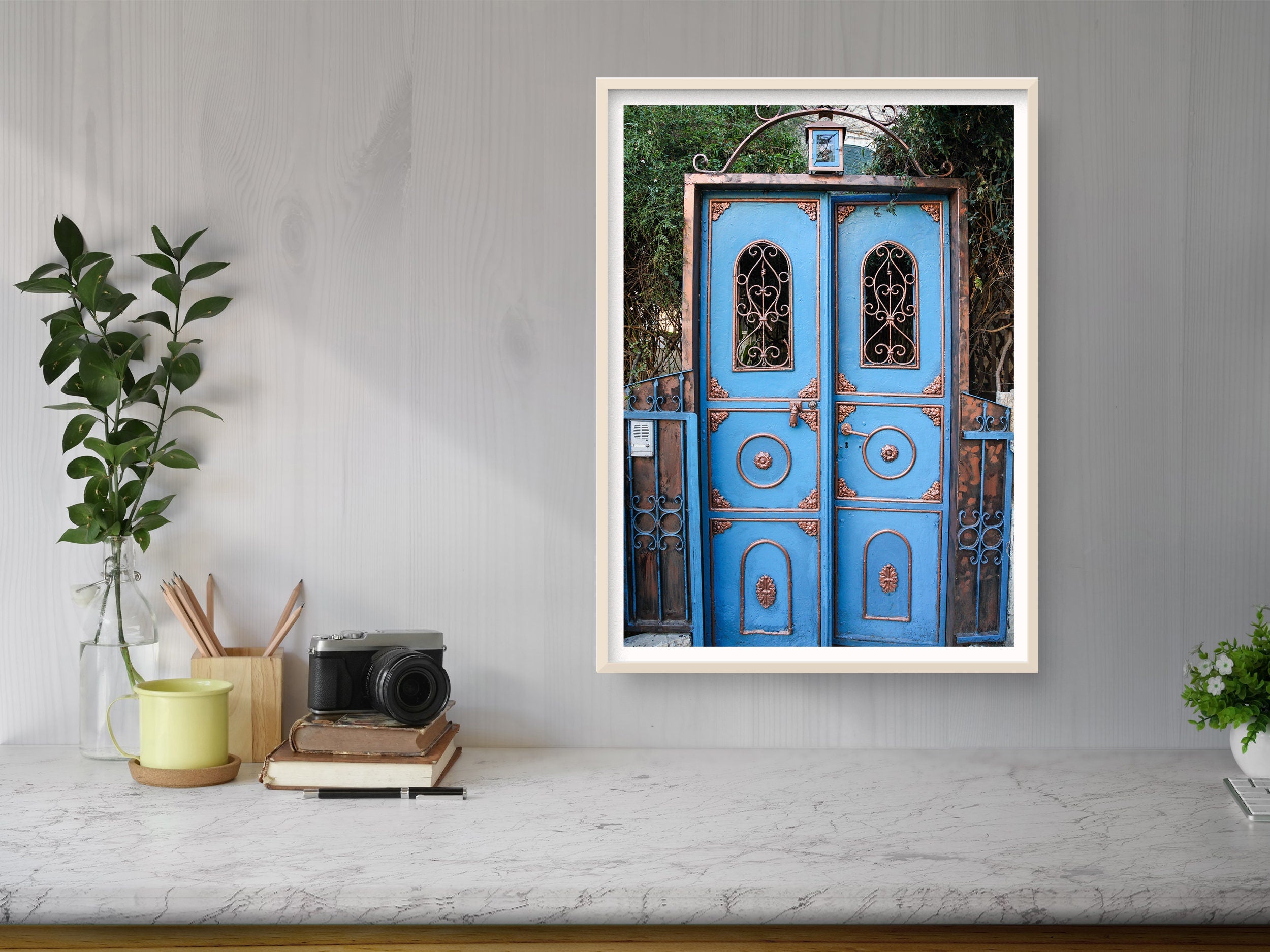 Israeli Jerusalem Blue and Gold Vintage Door Photography
