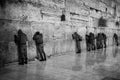 Jewish IDF Tsahal Soldiers Praying at the Kotel Western Wall — Black and White