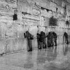 Jewish IDF Tsahal Soldiers Praying at the Kotel Western Wall — Black and White