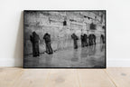 Jewish IDF Tsahal Soldiers Praying at the Kotel Western Wall — Black and White