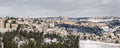 Panoramic Jerusalem Temple Mount Old City Snowy Landscape — Photography