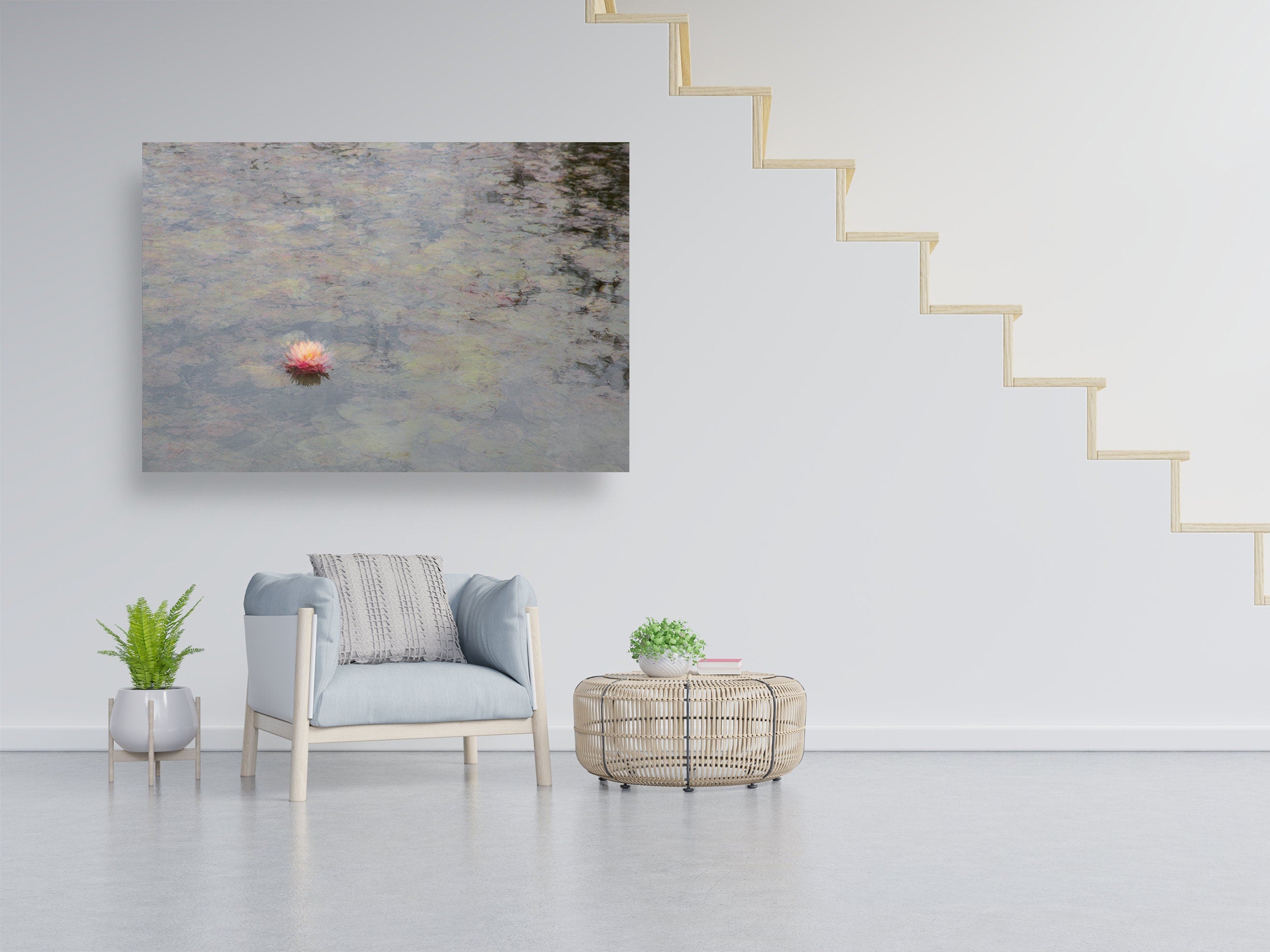 The Water Lily Flower on the Stream Impressionist Painting