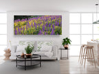 Panoramic Wild Israeli Purple Flowers Landscape — Lupine Turmus Flowering Field Holy Land
