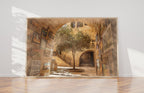 Jerusalem Old City Pedestrian Street Painting with Olive Tree and Arch — Jewish Quarter