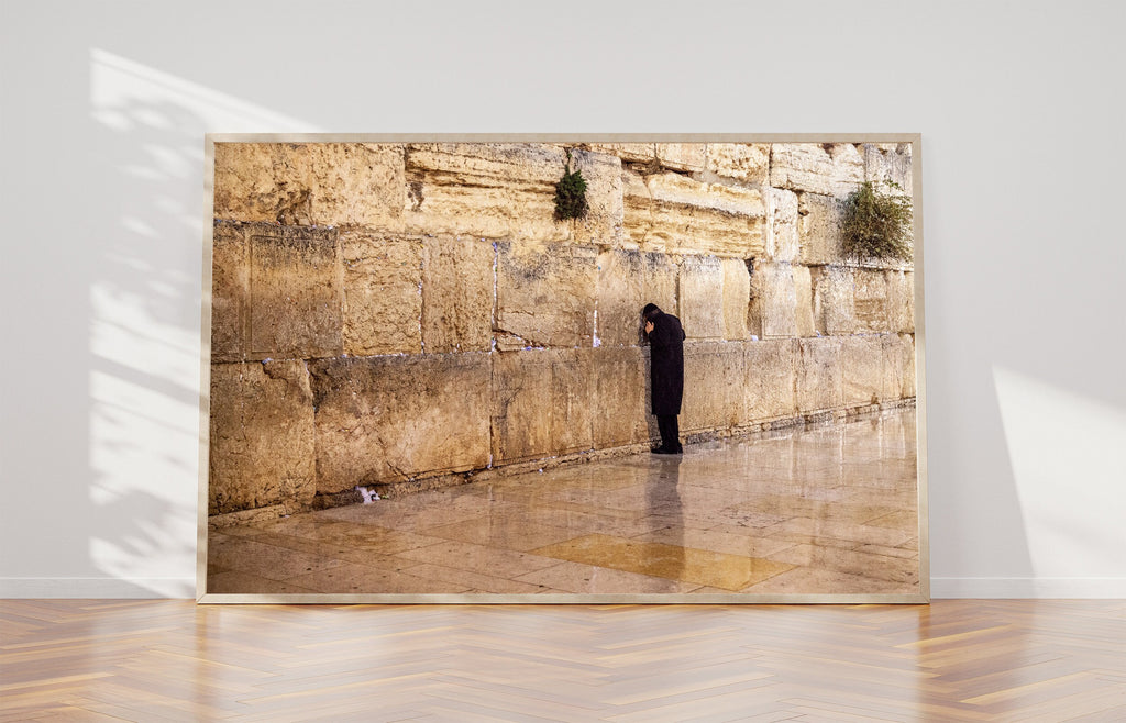 Jewish Orthodox Prayer Alone at the Kotel at Night and during the Rain — Western Wall Photography