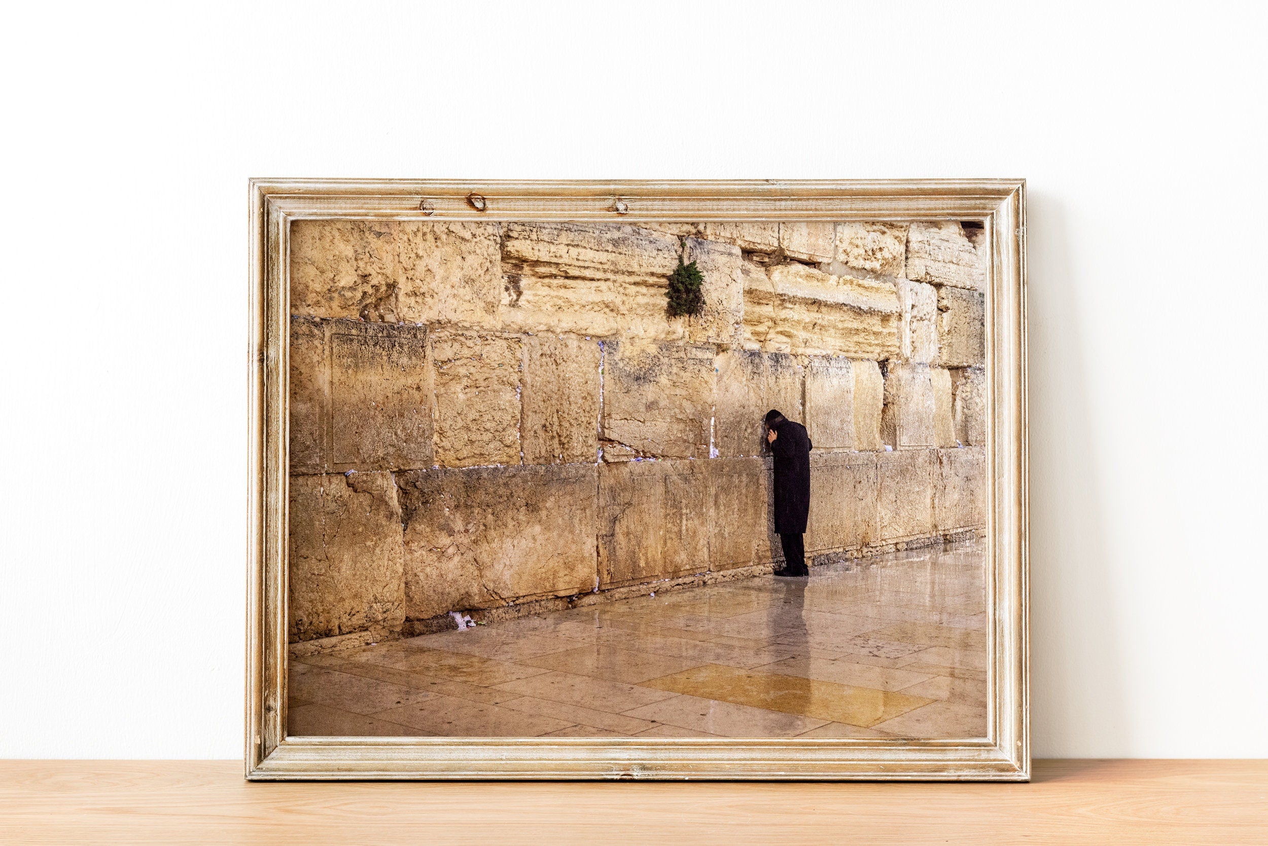 Jewish Orthodox Prayer Alone at the Kotel at Night and during the Rain — Western Wall Photography