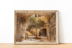 Jerusalem Old City Pedestrian Street Painting with Olive Tree and Arch — Jewish Quarter